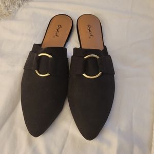 Suede Black Mules